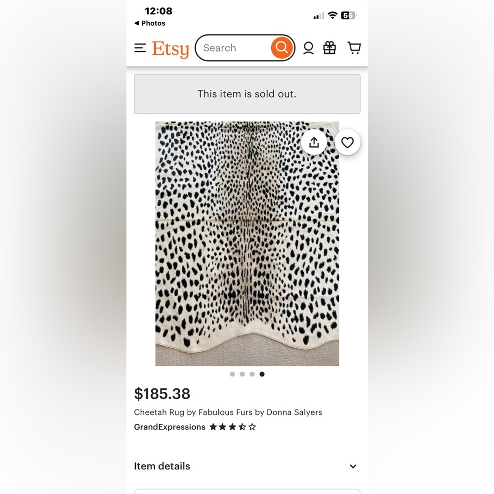 Donna Saylers Fabulous Furs “Leo” Leopard Print Faux Fur Area Rug 58x93 - Picture 12 of 12